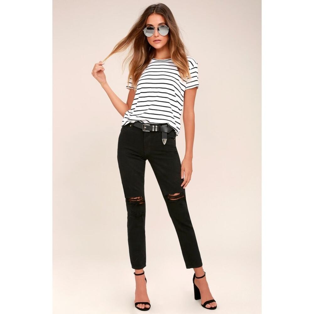Rolla's Jeans Miller Black Distressed Ankle Skinny